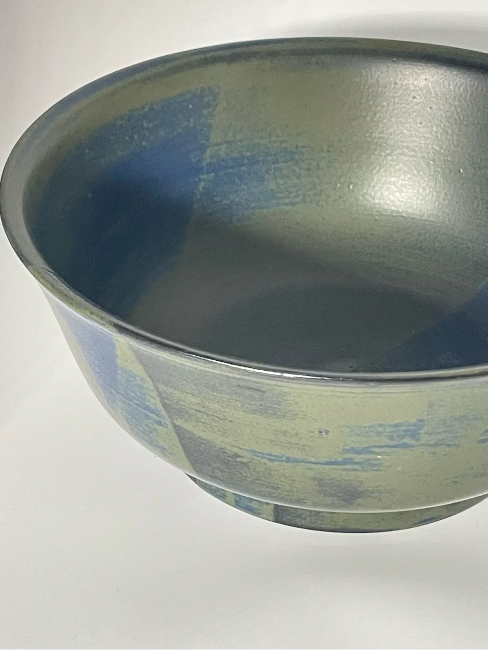 Nancy Patterson-Lamb  Style Iron Mountain Stoneware 10”Bowl.  Blue Green.
